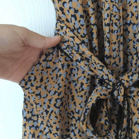 Greylin Anthropologie Galena Surplice Short Sleeve Wide Leg Jumpsuit Honey XS - Picture 10 of 16